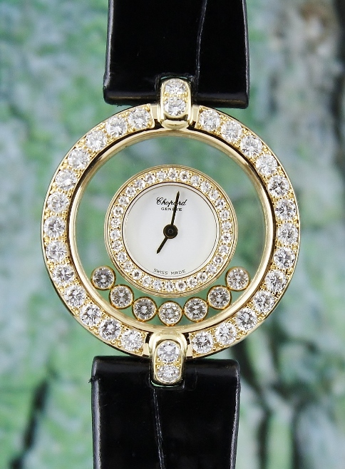 (image for) LIKE NEW Chopard 18K Yellow Gold Happy Diamond Watch